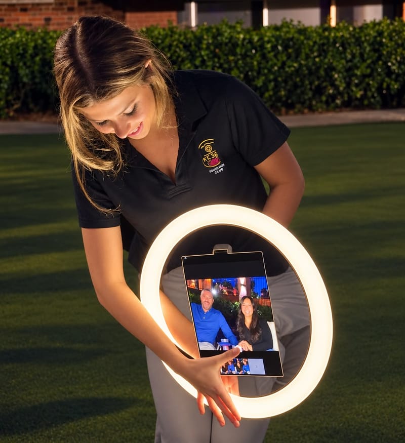 Guest photo taken by the RK360 Roaming Photo Booth at a rooftop event in Atlanta